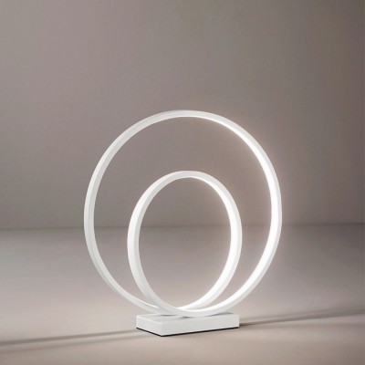 RITMO Stolní lampa, těleso kov, povrch bílá mat/hnědá skořicová, difuzor plast opál, LED 28W, 2240lm, teplá 3000K, 230V, IP20, rozměry d=300mm, h=330mm.