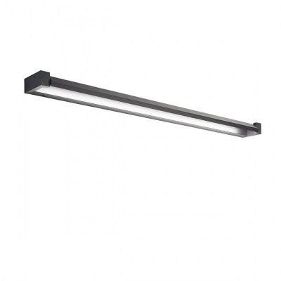 SWAY Nástěnné svítidlo s otočnou clonou k zrcadlu, těleso hliník, černá, difuzor plast opál, LED 35W, 3200lm, přepín CCT teplota teplá 300K, neutrální 4000K, denní 6000K, Ra80, 230V, IP20, 1100x40x90mm