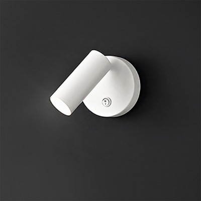 CANOR Nástěnné svítidlo, nastavitelný směr svícení, těleso kov, povrch bílá mat/černá mat, difuzor plast opál, LED 4,5W, 350lm, teplá 3000K, rozměry d=100mm, 160x40mm.