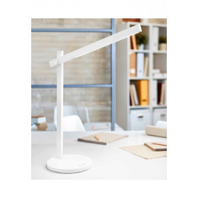 RULER Stolní lampa, nastavitelný směr svícení, těleso kov, povrch bílá mat/černá mat, difuzor plast opál, LED 5W, 350lm, CCT přepín teplota teplá 3000K, neutrální 4500K, denní 6500K, stmívatelné, 230V, IP20, rozměry 760x410mm.