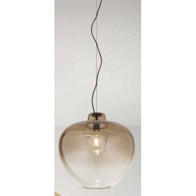 BIG BOWL Závěsné svítidlo, základna kov, povrch černá, difuzor sklo hnědé, pro žárovku 1x40W, E27, 230V, IP20, tř.1, rozměry d=500mm, h=500mm, vč závěs kabelu l=1500mm, lze zkr.