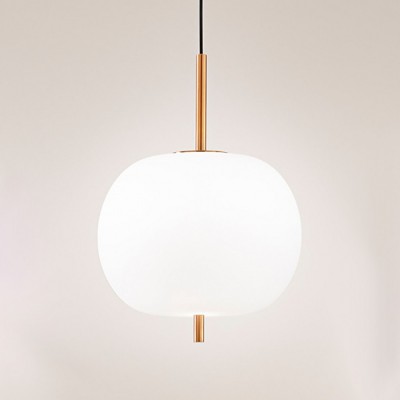 CIRRO Závěsné svítidlo, základna kov, povrch zlatá, difuzor sklo opál, LED 18W, 1329lm, teplá 3000K, 230V, IP20, rozměry d=300mm, h=200mm, vč závěs kabelu h=1500mm, lze zkrátit.