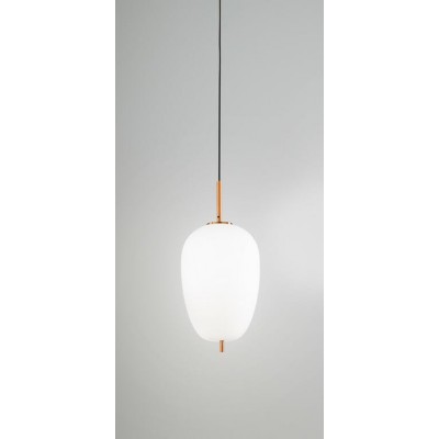 CIRRO Závěsné svítidlo, základna kov, povrch zlatá, difuzor sklo opál, LED 24W, 1435lm, teplá 3000K, 230V, IP20, rozměry d=270mm, h=400mm, vč závěs kabelu h=1500mm, lze zkrátit.
