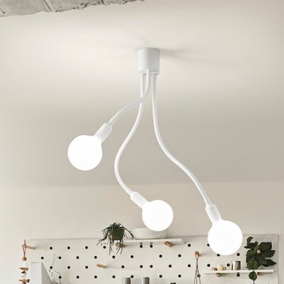 BULBO Stropní přisazené svítidlo, základna kov, nastavitelný směr svícení, 3 ramena potažená gumou, povrch bílá mat, pro žárovku 3x60W, E27, 230V, IP20, rozměry d=390mm, h=810mm.