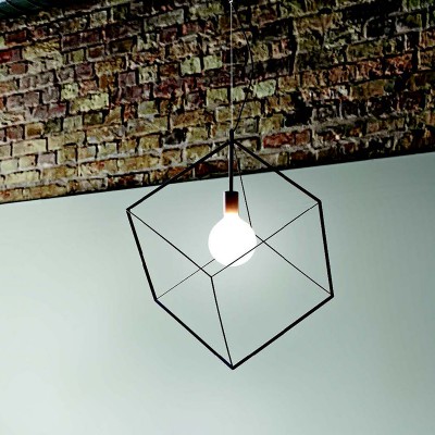 CUBE Závěsné svítidlo, těleso kov, povrch černá mat/zlatá mat, pro žárovku 1x40W, E27, 230V, IP20, rozměry 350x350mm, vč závěs kabelu h=1500mm, lze zkrátit.