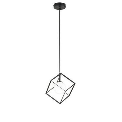 CUBE Závěsné svítidlo, těleso kov, povrch černá mat/zlatá mat, difuzor sklo opál, pro žárovku 1x28W, G9, 230V, IP20, rozměry 150x150mm, vč závěs kabelu h=1500mm, lze zkrátit.