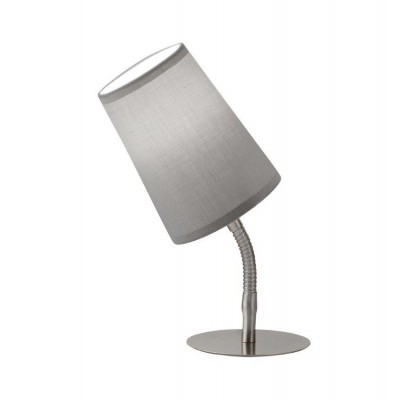 MASH Stolní lampa, husí krk, těleso kov, povrch zlatá mat, stínítko textil hnědá, pro žárovku 1x40W, E14, 230V, IP20, rozměry: d=110mm, h=280mm.