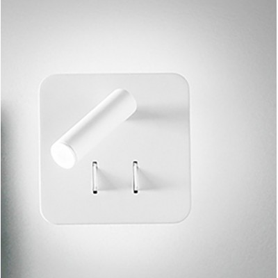 PLUG Nástěnné svítidlo, nastavitelný směr svícení, těleso kov, povrch bílá mat/černá mat, difuzor plast opál, LED 6W, 346lm + 3W,150lm, teplá 3000K, rozměry 130x130x110mm.