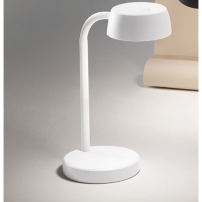 PUDDY Stolní lampa, nastavitelný směr svícení, těleso plast, povrch bílá/černá, LED 5,5W, 500lm, teplá 3000K, 230V, IP20, rozměry 230x460mm.