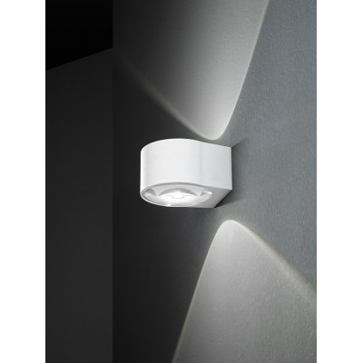 VISION Venkovní nástěnné svítidlo, těleso hliník, povrch bílá, sklo čiré, LED 2x6W, 900lm, teplá 3000K, 230V, IP65, rozměry 125x70x110mm, svítí nahoru/dolů.