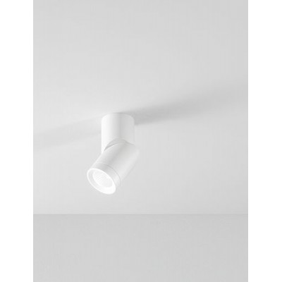 PIPE Stropní přisazené bodové svítidlo, výklopné +-90°, těleso kov, povrch bílá mat/černá mat, LED 8W, 480lm, teplá 3000K, 230V, IP20, rozměry d=60mm, h=140mm.