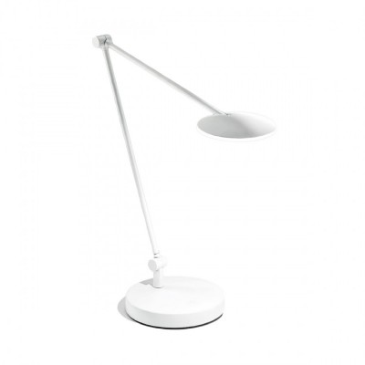JOINT Stolní kancelářská lampa, 2 ramena, nastavitelný směr svícení, těleso kov, povrch bílá/černá, difuzor plast opál, LED 9,5W, teplá 3000K, 620lm, stmívatelné, 230V, IP20, rozměry 460x500mm.