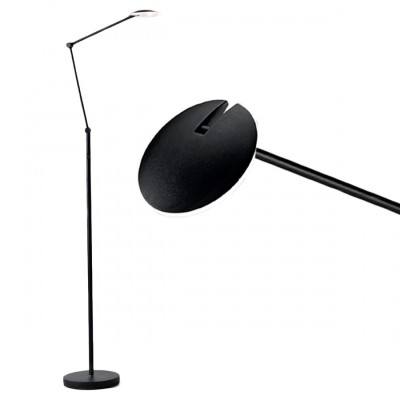 JOINT Stojací lampa, nastavitelný směr svícení, těleso kov, povrch černá, difuzor plast opál, LED 9,5W, 620lm, teplá 3000K, stmívatelné, 230V, IP20, rozměry 440mm, h=1740mm.