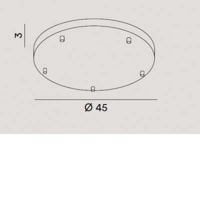ACC Základna pro závěsné svítidlo, kruhové, pro 5 kabelů, materiál kov, povrch chrom lesk, rozměry d=450mm, h=30mm.