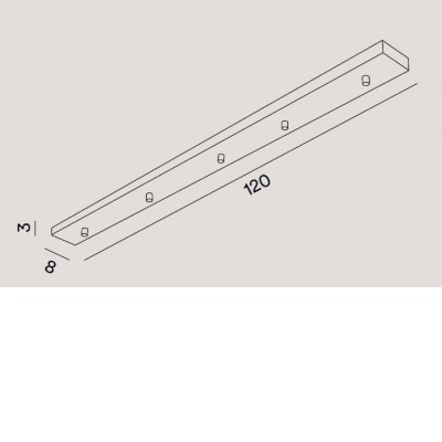 ACC Základna pro závěsné svítidlo, obdélníková, pro 6 kabelů, materiál kov, povrch chrom lesk, rozměry 1200x30x80mm.