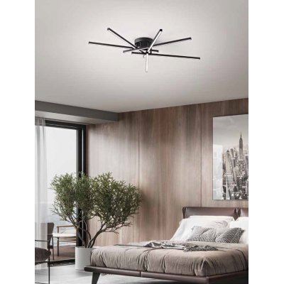SYNCRO Stropní svítidlo, těleso kov, povrch bílá/černá, dif plast opál, LED 70W, 4900lm, přepín CCT teplá 3000K-neutr 4000K-denní 6000K, stmív., Ra80, 230V, IP20, tř.1, rozměry d=1125mm, h=180mm.