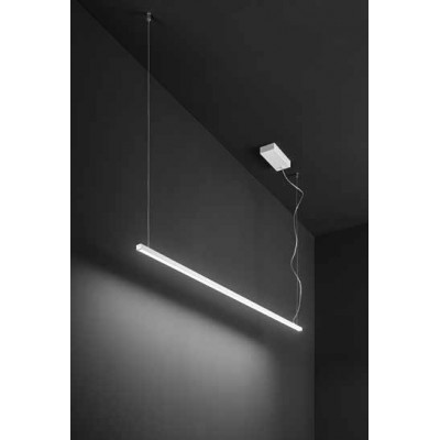 LINK Závěsné svítidlo, hliník, bílá, dif. plast opál, LED 35W, 2800lm, přepín. CCT teplá 2700K/3000K-neutr 4000K/, stmív. TRIAC, Ra80, 230V, IP20, 1515x40mm, vč závěs lanka l=1500mm, lze zkr, svítí dolů.
