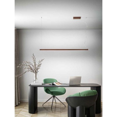 LINK Závěsné svítidlo, hliník, hnědá, dif. plast opál, LED 35W, 2800lm, přepín. CCT teplá 2700K/3000K-neutr 4000K/, stmív. TRIAC, Ra80, 230V, IP20, 1515x40mm, vč závěs lanka l=1500mm, lze zkr, svítí dolů.