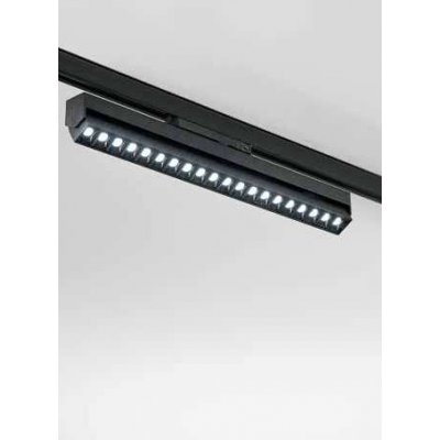 BINARIO Lištové svítidlo buňkové do 3F lišty, nastav. směr svícení, těleso hliník, povrch černá/bílá, LED 30W, 2083lm, přepín CCT teplá 3000K-neutr 4000K-denní 6000K, vyzař. úhel 43°, Ra82, 230V, IP20, tř.1, rozměry 550x110x40mm.