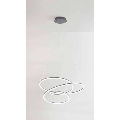 SPIRA Závěsné svítidlo, lustr, těleso hliník, povrch zlatá mat/metalická šedá, difuzor plast opál, LED 96W, 5500lm, teplá 3000K, stmív., 230V, IP20, tř.1, rozměry d=800mm, h=330mm, vč závěs lanka l=1500mm, lze zkr.