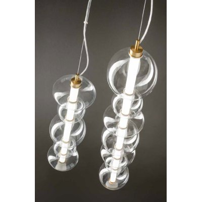BUBBLES Závěsné svítidlo, lustr, těleso hliník, povrch broušená zlatá, dif plast opál, krycí sklo čiré, LED 24W/1920lm, 38W/3040lm, 50W/4250lm, teplá 3000K, 230V, IP20, tř.1, rozměry dle typu, vč závěs kabelu l=1500mm, lze zkr.