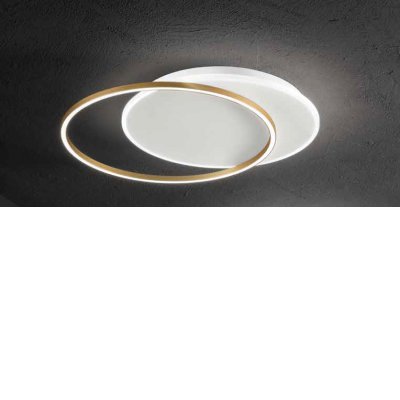 ORBIT Stropní svítidlo, těleso hliník, povrch bílá mat + šedá/zlatá broušená, dif plast opál, LED 43W/60W, teplá 3000K, stmívatelné TRIAC., Ra80, 230V, IP20, tř.1, rozměry dle typu, svítí nahoru/dolů.
