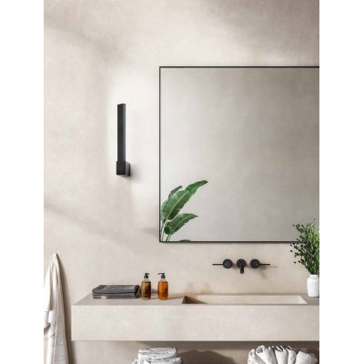 ELLE Nástěnné svítidlo, nast. směr svícení, hliník, černá, dif. plast opál, LED 14W, 1120lm, přepín. CCT teplá 3000K/neutr 4000K/denní 6000K, Ra80, 230V, IP20, rozměry 310x40x100mm.