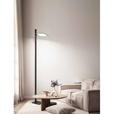 RADIANTE Stojací lampa, nast. směr svícení, těleso hliník, povrch černá/bílá, dif plast opál, LED 24W, 2160lm, dotyk CCT teplá 3000K-denní 6000K, stmívání, 230V, IP20, tř.3, rozměry 190x240mm, h=1790mm.