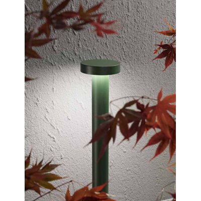 STOOL Sloupkové svítidlo, těleso hliník, povrch zelená, dif. plast opál, LED 12W, 960lm, teplá 3000K, Ra90, 230V, IP65, tř.1, rozměry d=120mm, h=600mm, svítí dolů.