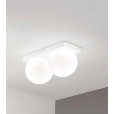 DOT Stropní svítidlo, těleso hliník, povrch bílá/šedá/mosaz, difuzor sklo opál, LED 2x8W, 2x856lm, teplá 3000K, Ra90, 230V, IP40, tř.1, rozměry d=100mm, základna 100x210mm.