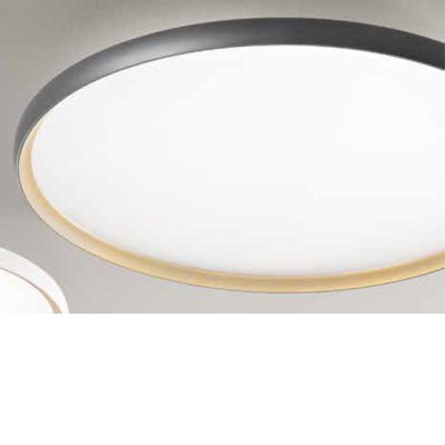 HALO Stropní svítidlo, základna kov, povrch vnější černá, vnitřní zlatá, dif. plast opál, LED 40W, 3505lm, přepín. CCT teplá 3000K-neutr 4000K-denní 6000K, stmív. TRIAC, Ra90, 230V, IP20, d=490mm, h=60mm.