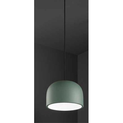 YELMO Závěsné svítidlo, těleso kov, povrch vnější zelená, vnitřní bílá, pro žárovku 1x40W, E27, 230V, IP20, tř.2, rozměry d=220mm, h=150mm, vč závěs kabelu l=2200mm, lze zkr.