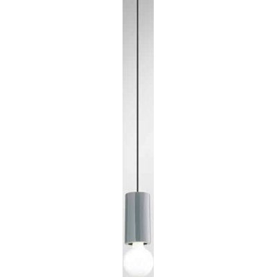 IDEA Závěsný kabel s objímkou, těleso kov a keramika, povrch šedá lesk, pro žárovku 1x60W, E27, 230V, IP20, tř.1, rozměry d=80mm, h=160mm, černý PVC závěs kabel l=3000mm, lze zkr