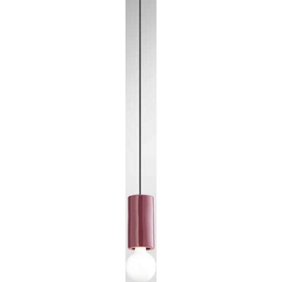 IDEA Závěsný kabel s objímkou, těleso kov a keramika, povrch vínová lesk, pro žárovku 1x60W, E27, 230V, IP20, tř.1, rozměry d=80mm, h=160mm, černý PVC závěs kabel l=3000mm, lze zkr