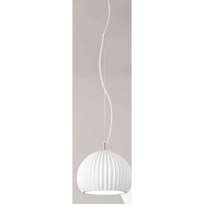 MINEA Závěsné svítidlo, základna kov, povrch bílá, stínítko sádra bílá, pro žárovku 1x40W, E27, 230V, IP20, tř.1, rozměry d=230mm, h=180mm, vč závěs kabelu s bílým textil úpletem l=1300mm, lze zkr.