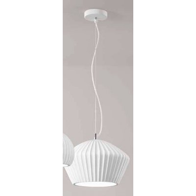 MINEA Závěsné svítidlo, základna kov, povrch bílá, stínítko sádra bílá, pro žárovku 1x40W, E27, 230V, IP20, tř.1, rozměry d=345mm, h=230mm, vč závěs kabelu s bílým textil úpletem l=1300mm, lze zkr.