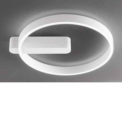 OFF Nástěnné nebo stropní svítidlo, těleso kov, povrch bílá/broušená šedá, dif plast opál, LED 52W, 4160lm, přepín CCT teplá 3000K-neutr 4000K-denní 6000K, Ra80, 230V, IP20, tř.1, rozměry d=575mm, h=80mm.