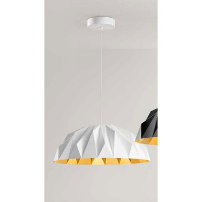 PRISMA Závěsné svítidlo, lustr, těleso hliník, povrch vně bílá, vnitřní zlatá mat, dif plast, LED 20W, 1600lm, teplá 3000K, Ra80, 230V, IP20, tř.1, rozměry d=560mm, h=210mm, vč závěs kabelu l=1500mm, lze zkr