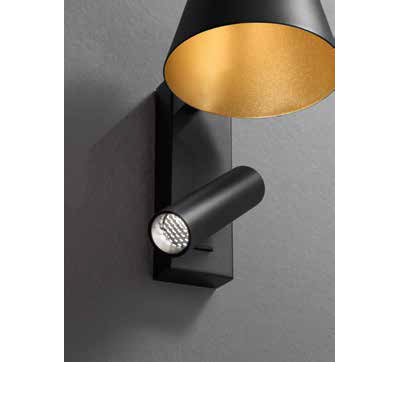 REVERSE Nástěnné svítidlo, nastavitelný směr svícení, těleso kov, povrch bílá/hnědá/černá + zlatá, LED 6W, 480lm, teplá 3000K, rozměry d=120mm, h=220mm, vč vypínače na tělese.