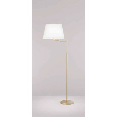 CRANE Stojací lampa, 2 nastav. ramena, základna kov, povrch hnědá/zlatá, stínítko textil hnědá/bílá, pro žárovku 1x35W, E27, 230V, IP20, tř.2, rozměry stínítko: d=450mm, h=300mm, lampa: h=1450mm.