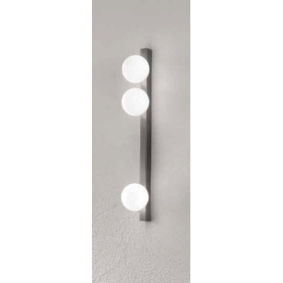 SNOOKY Stropní nebo nástěnné svítidlo, těleso kov, povrch šedá, difuzor sklo opál, pro žárovku 3x9W, G9, 230V, IP40, tř.1, rozměry 600x135x30mm, difuzor: d=100mm.