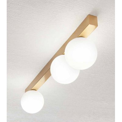 SNOOKY Stropní nebo nástěnné svítidlo, těleso kov, povrch bílá/šedá/zlatá, difuzor sklo opál, pro žárovku 3x9W, G9, 230V, IP40, tř.1, rozměry 600x135x30mm, difuzor: d=100mm.