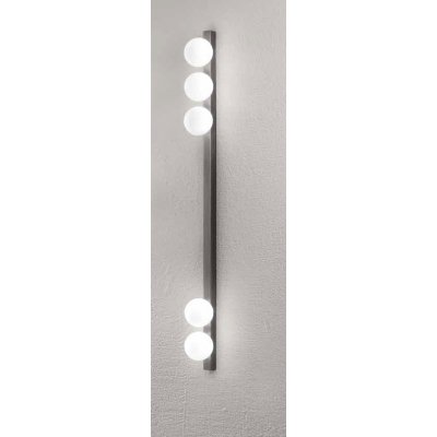 SNOOKY Stropní nebo nástěnné svítidlo, těleso kov, povrch šedá, difuzor sklo opál, pro žárovku 5x9W, G9, 230V, IP40, tř.1, rozměry 1200x135x30mm, difuzor: d=100mm.