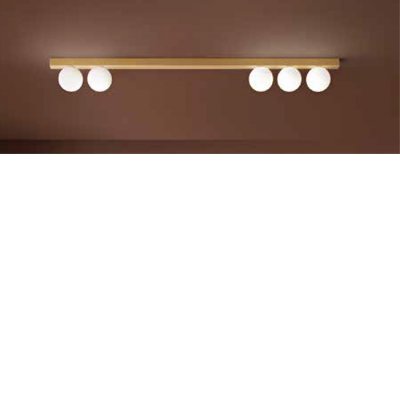 SNOOKY Stropní nebo nástěnné svítidlo, těleso kov, povrch zlatá mat, difuzor sklo opál, pro žárovku 5x9W, G9, 230V, IP40, tř.1, rozměry 1200x135x30mm, difuzor: d=100mm.