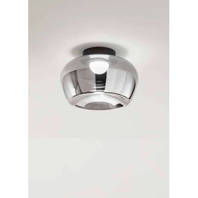 KAVE Stropní svítidlo, základna kov, povrch černá/bílá, stínítko sklo bílé opál/kouřové, LED 20W, 1600lm, teplá 3000K, stmív., Ra80, 230V, IP20, tř.1, rozměry d=380mm, h=250mm.