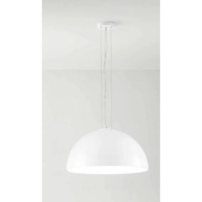 BELL Závěsné svítidlo, těleso kov, povrch bílá, stínítko sklo opál lesk, pro žárovku 1x60W, E27, 230V, IP20, tř.1, rozměry d=500mm, h=250mm, vč závěs kabelu l=1500mm, lze zkr.