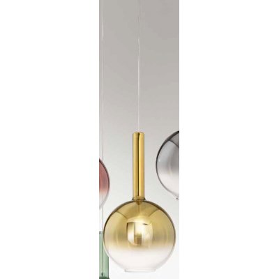LOLLIPOP Závěsné svítidlo, základna kov, povrch chrom, stínítko sklo zlaté, pro žárovku 1x40W, E27, 230V, IP20, tř.1, rozměry d=250mm, h=470mm, vč závěs kabelu l=2500mm, lze zkr.
