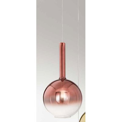 LOLLIPOP Závěsné svítidlo, základna kov, povrch chrom, stínítko sklo měděné, pro žárovku 1x40W, E27, 230V, IP20, tř.1, rozměry d=250mm, h=470mm, vč závěs kabelu l=2500mm, lze zkr.