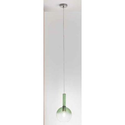 LOLLIPOP Závěsné svítidlo, základna kov, povrch chrom, stínítko sklo zelené, pro žárovku 1x40W, E27, 230V, IP20, tř.1, rozměry d=250mm, h=470mm, vč závěs kabelu l=2500mm, lze zkr.
