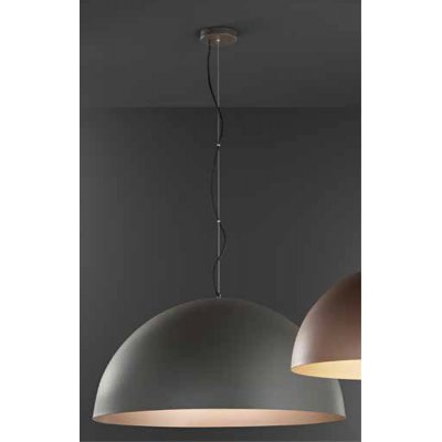 STEEL Závěsné svítidlo, těleso kov, povrch věnjší šedá, vnitřní hnědá, pro žárovku 1x60W, E27, 230V, IP20, tř.1, rozměry d=500mm, h=250mm, vč závěs kabelu l=3000mm, lze zkr.